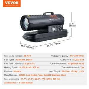 Kerosene/Diesel Forced Air Heater — pilt 7