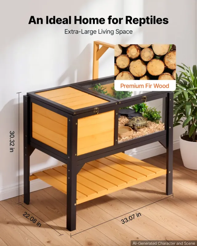 Kilpkonna elupaik 2-toaline puidust kilpkonnamaja hoiuruumiga, 840 x 510 x 770 mm, 10,7 kg