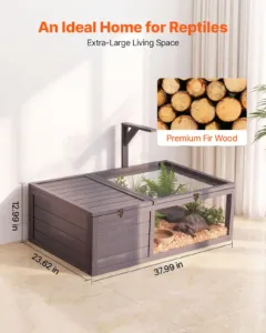 Kilpkonna elupaik 2-toaline puidust kilpkonnamaja väljatõmmatava, 965 x 600 x 330 mm — pilt 2