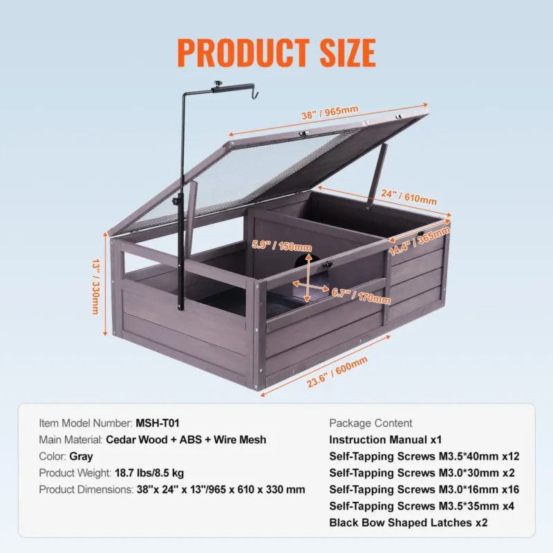 Kilpkonna elupaik, 96,5 x 61,0 x 33,0 cm, 965 x 610 x 330 mm