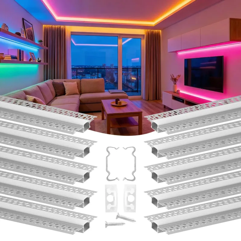 Kipsiga süvistatav LED-riba alumiiniumkanal, 10 tk, 2,01 m