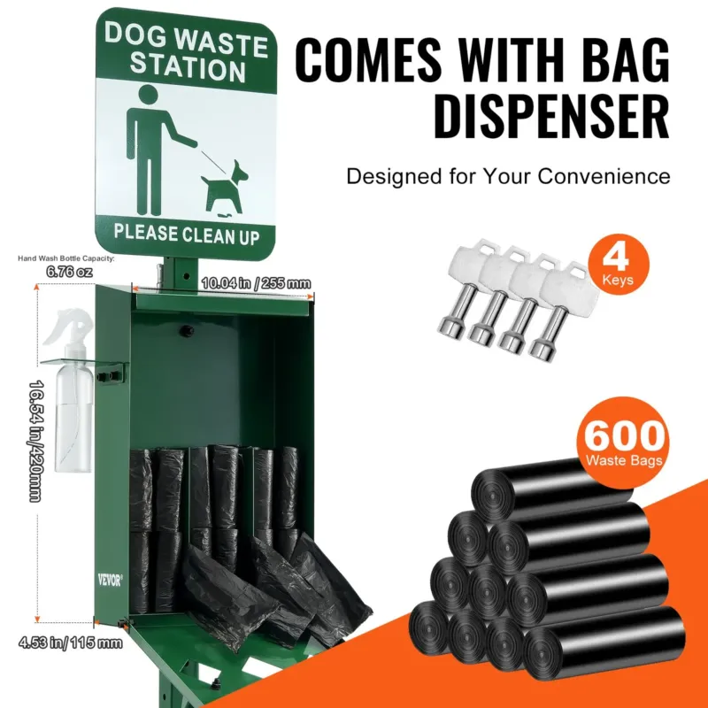 Koerajäätmete jaam kätepesupudeliga, 43,5 L, 18,9 kg