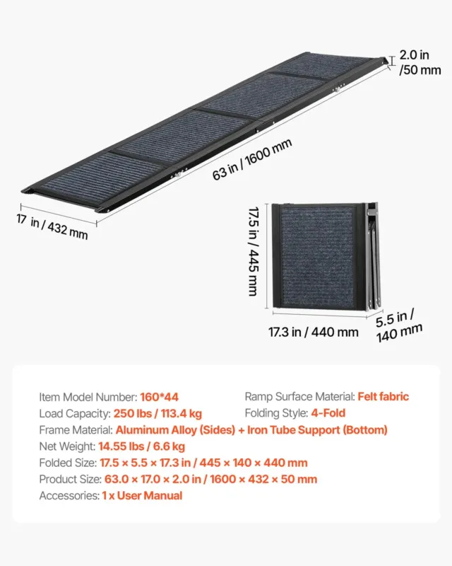 Koeratrepp autodele, 160 x 43,2 cm, 113 kg