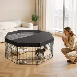 Koerte mänguaedik 61 cm 8 paneeliga kokkupandav metallist — pilt 8
