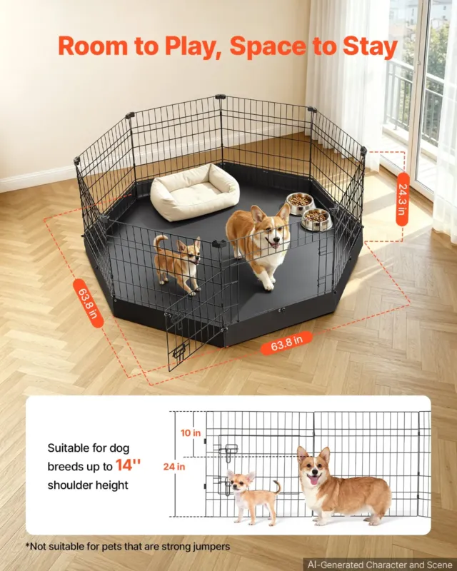 Koerte mänguaedik 61 cm 8 paneeliga vastupidav treeningaedik