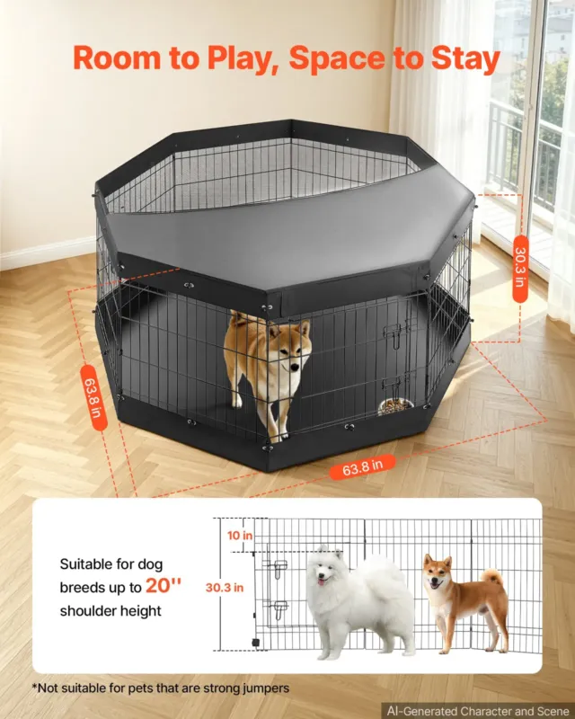 Koerte mänguaedik 76 cm 8 paneeliga treeningaedik ülemise katte ja