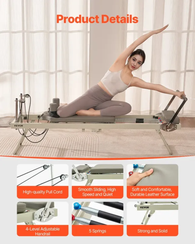 Kokkupandav pilatese reformer, 181 kg, 109 x 55,9 x 22,9 cm