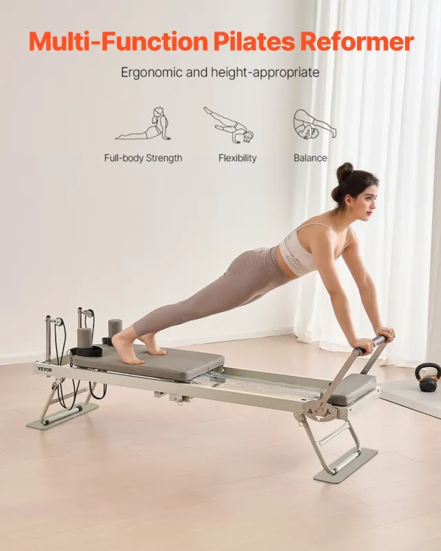 Kokkupandav pilatese reformer, 181 kg, 109 x 55,9 x 22,9 cm