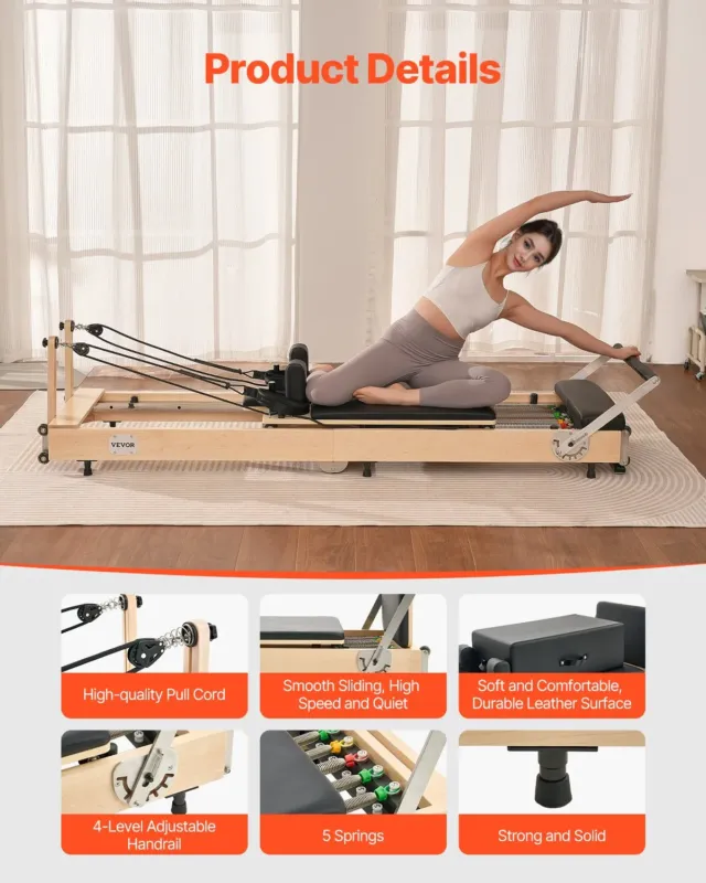 Kokkupandav pilatese reformer, 181 kg, 122 x 45,7 x 68,6 cm