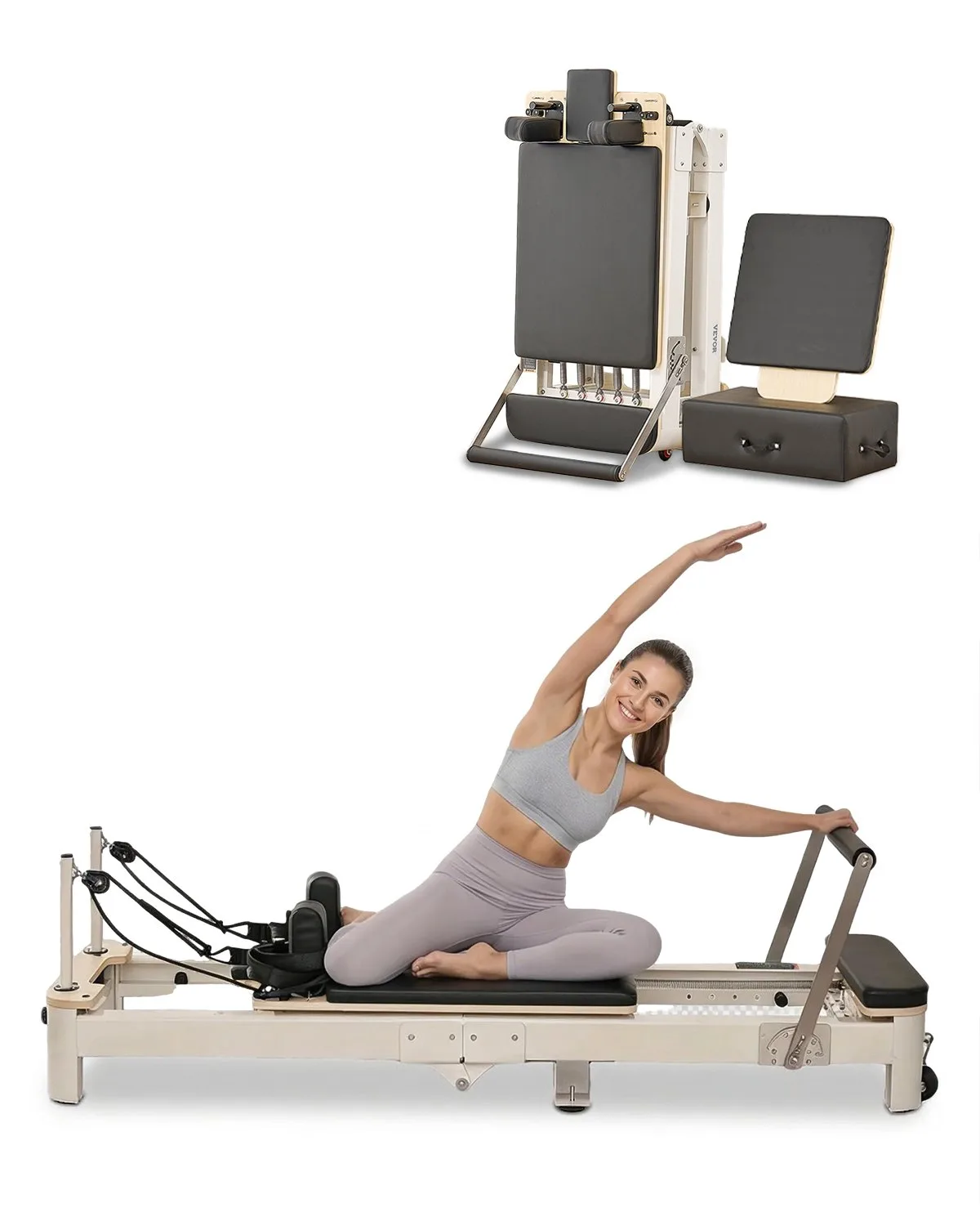 Складной тренажер для пилатеса Reformer, 181 кг