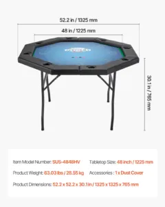 Kokkupandav pokkerilaud, 1220 mm, 28,55 kg — pilt 7
