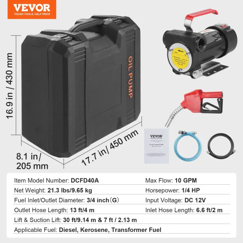 Kütuseülekandepump, 38 L, 186 W