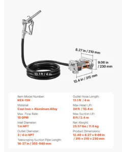 Kütuseülekandepump, 57 L, 10,1 m — pilt 7