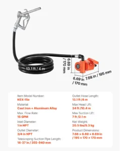 Kütuseülekandepump, 57 L, 10,4 m — pilt 7