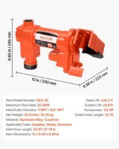 Kütuseülekandepump, 76 L, 186 W — pilt 7