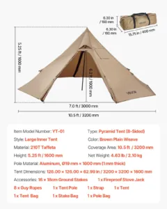 Kuum telk 2 inimesele, 3,2 m, 2500 mm — pilt 7
