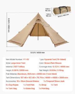 Kuum telk 4 inimesele, 4 m, 2500 mm — pilt 7