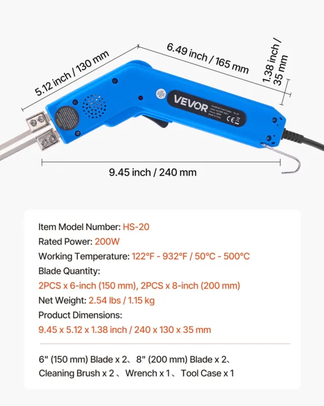Kuumnuga vahulõikur, 200 W, 150 mm