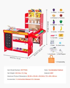 Laste toidupoe mängukomplekt, 72 x 90 x 89 cm, 12,2 kg — pilt 7