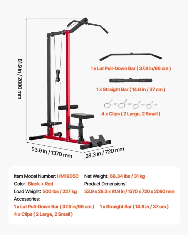 LAT pull down masin, 5,08 cm, 227 kg