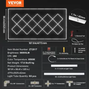 LED garaaživalgustid 88000LM, 4840 x 2433 x 42 mm, 8 kg — pilt 7