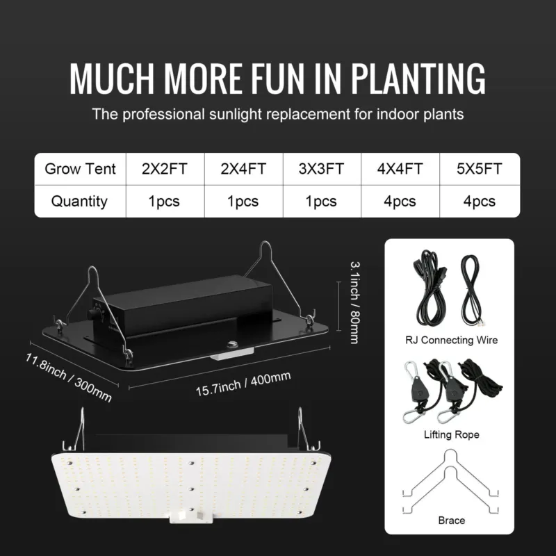 LED kasvulamp, 150 W, 91,4 x 91,4 cm
