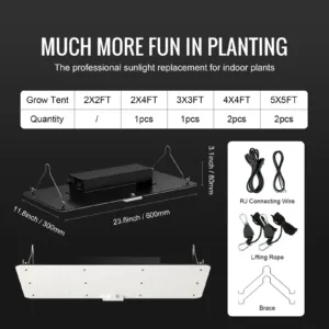 LED kasvulamp, 200 W, 91,4 x 91,4 cm — pilt 7
