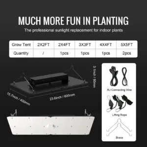 LED kasvulamp, 300 W, 121,9 x 121,9 cm — pilt 7