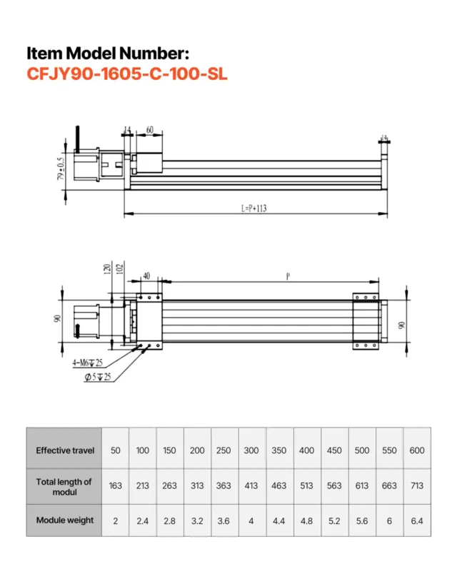 Lineaarne ajam, 100 mm, 10 kg