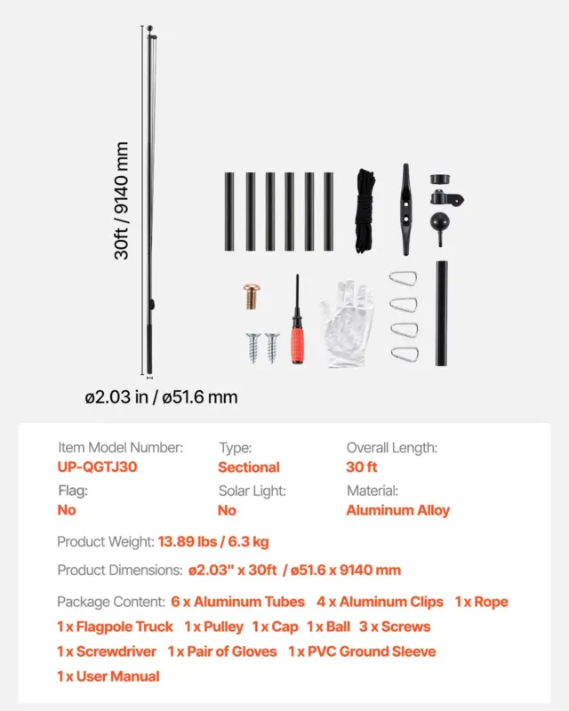 Lipumast, 9,14 m, 6,3 kg