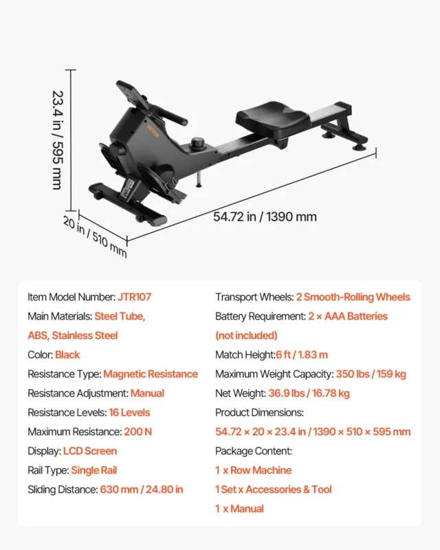 Magnetiline sõudmismasin, 158 kg, 630 mm