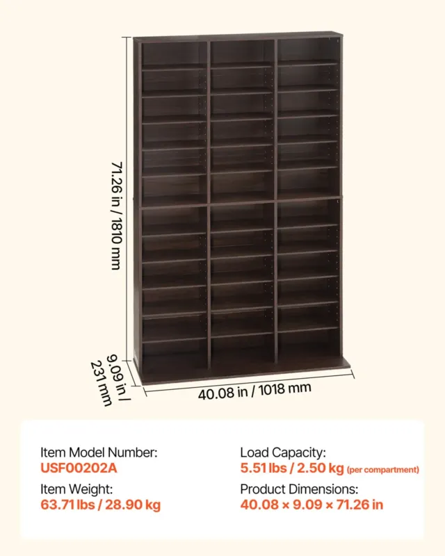 Meediakapp, 12 tasandit, 101,8 x 23,1 x 181 cm
