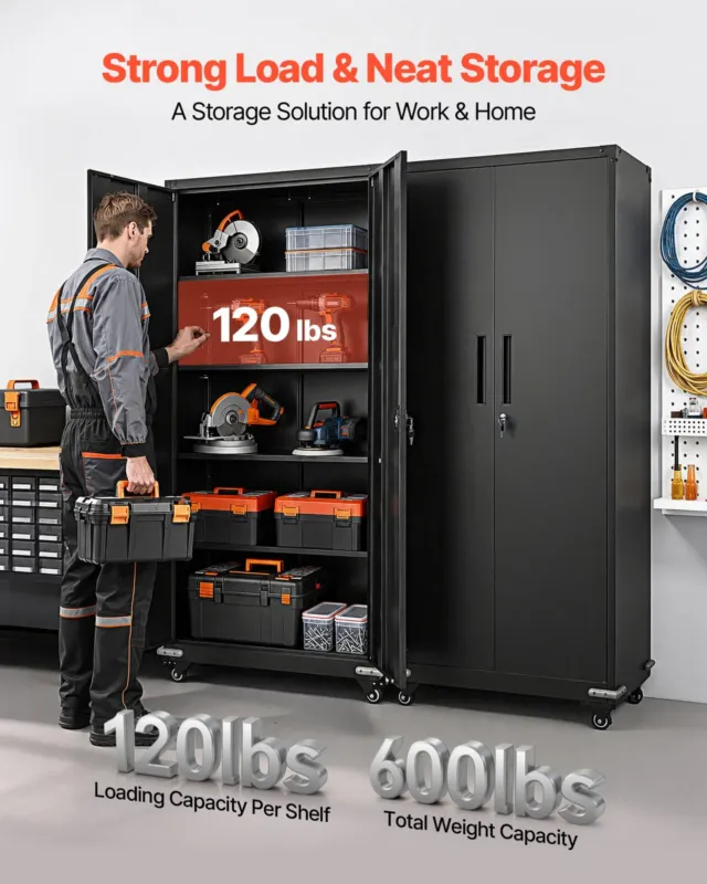 Metallist hoiukapp, 184,5 cm, 5 tasandit