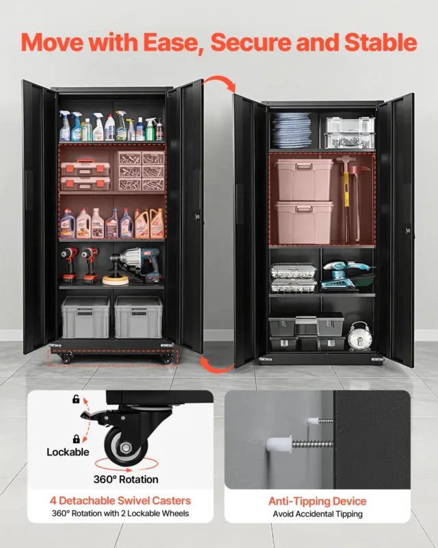 Metallist hoiukapp, 184,5 cm, 5 tasandit