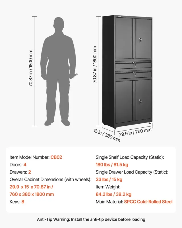 Metallist hoiukapp, 81,5 kg, 1800 mm