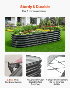Metallist tõstetud aiapeenar, 2,0 x 0,6 x 0,4 m, 0,4 mm — pilt 3