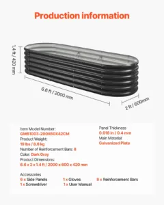 Metallist tõstetud aiapeenar, 2,0 x 0,6 x 0,4 m, 0,4 mm — pilt 7