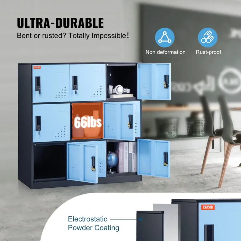 Metallkapp töötajatele, 9 uksega, 29,9 kg