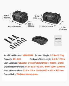 Mootorratta sabakott, 60 L, 32,0 cm — pilt 7