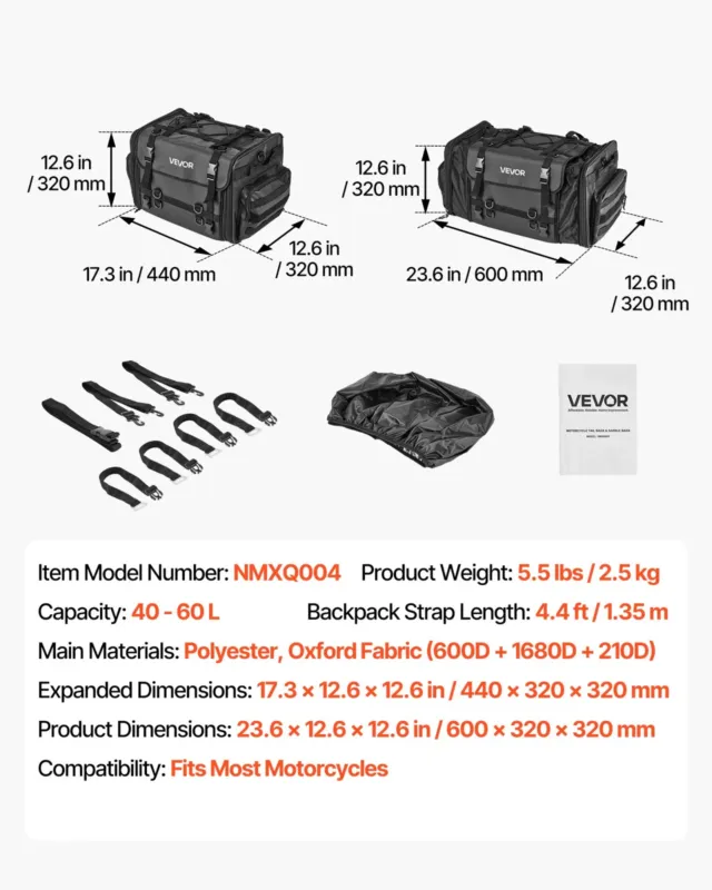 Mootorratta sabakott, 60 L, 32,0 cm