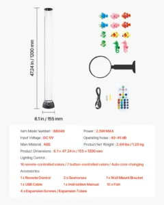 Mullitoruga lamp 16 värvi 120 cm sensoorne akvaariumilamp rahustavaks — pilt 7