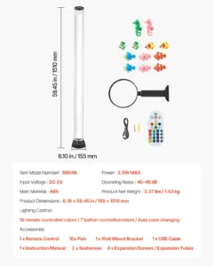 Mullitoruga lamp 16 värvi 150 cm sensoorne akvaariumilamp rahustavaks — pilt 7