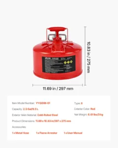 Ohutu gaasikanister, 9,5 L, 297 x 275 mm — pilt 7