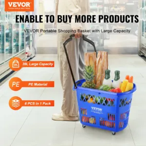 VEVOR Ostukorvid, 34 kg, 39 L, 6 tk, sinine — pilt 2
