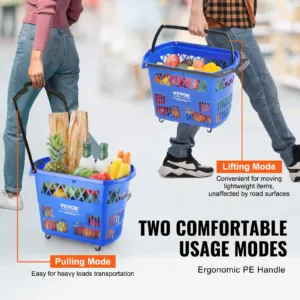 VEVOR Ostukorvid, 34 kg, 39 L, 6 tk, sinine — pilt 4