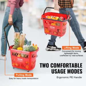 VEVOR Ostukorvid, 34 kg, 39 L, 6 tk, punane — фото 4
