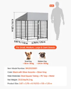Õuekoerakuut, 1,12 x 1,15 x 1,25 m, 14,3 kg — pilt 7