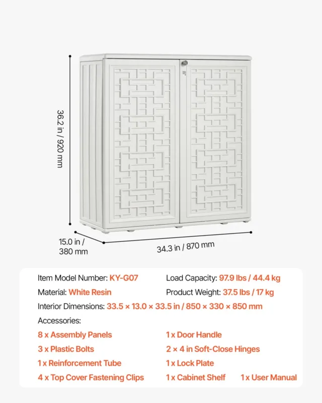Õuekuur 0,23 m³ veekindel vaigust hoiukapp valge, 31,8 kg, 850 x 330 x 850 mm