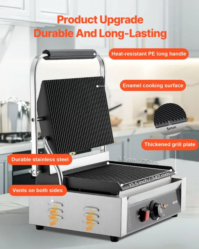 Paninigrill 2200 W, 34 x 23 cm, täissoonega