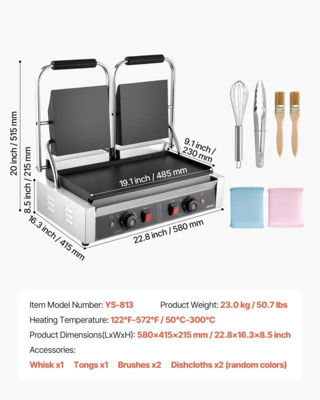 Paninigrill 3600 W, 48 x 23 cm, täiskorter